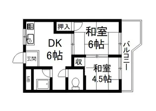 パールハイツイナリ【3階】の間取り