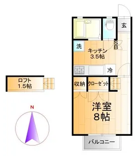 コーポスマイル・1【2階】の間取り