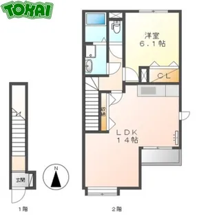 シャルマンハイツB【2階】の間取り