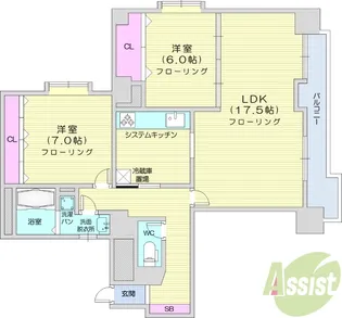 ベルソーレ支倉【2階】の間取り