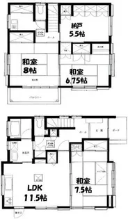 神奈川県茅ヶ崎市元町【一戸建】の間取り