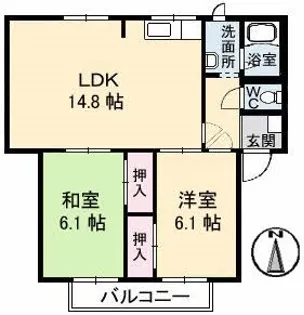 メリーハイム中村 A棟【1階】の間取り