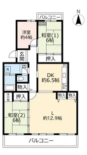 URオークタウン東茨木【4階】の間取り