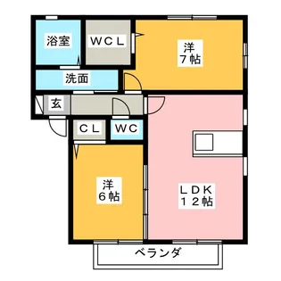 リバーイースト北畑B棟【2階】の間取り