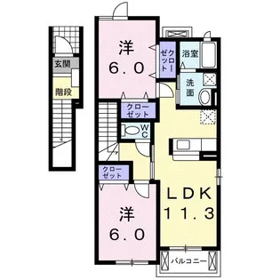グランプラスA【2階】の間取り