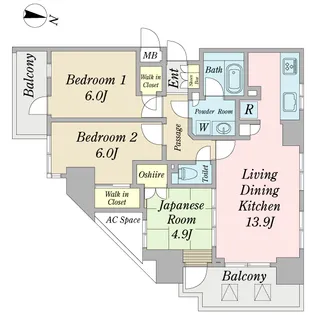 リンテージコート一之江【4階】の間取り