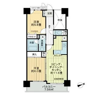 ライオンズプラザ調布シティ【7階】の間取り
