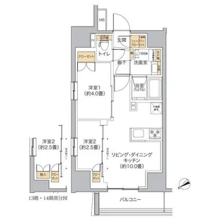 リビオメゾン新宿west【10階】の間取り