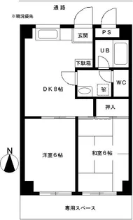 カルチェベーレ岸【1階】の間取り