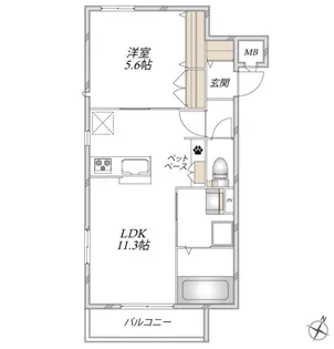 【ヘーベルメゾン】シャンテイーリオ【2階】の間取り