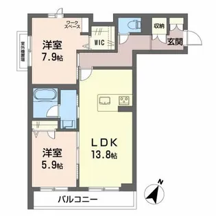 ヴィアソーレ【2階】の間取り