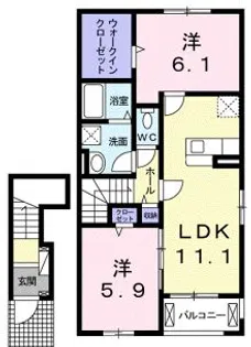 クリスタル・ローズA【2階】の間取り
