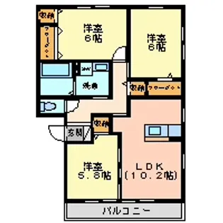 トレ・リザイアB【3階】の間取り