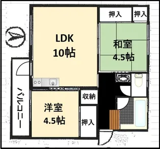 鶴見ハイツH棟【3階】の間取り