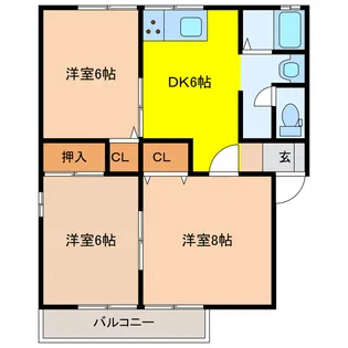 カムールアッシュ B棟【2階】の間取り