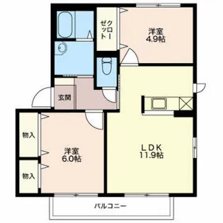 2LDKの間取り画像