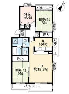 UR平城左京【5階】の間取り