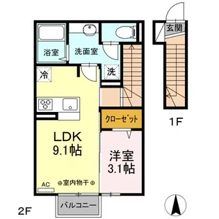 福島県郡山市富田西2【アパート】の間取り