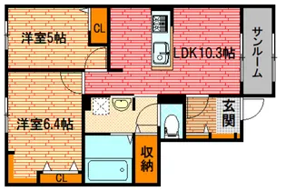 広島県三次市十日市西3【アパート】の間取り