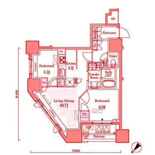 GRAN PASEO横濱関内PREMIUM【7階】の間取り