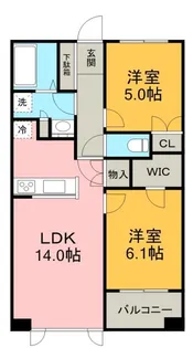 パークホームズセントラルシティ中央区湊【5階】の間取り