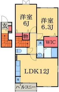 カルム2中央B【2階】の間取り
