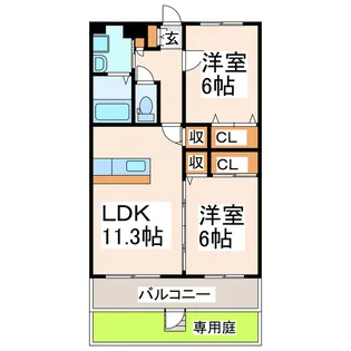 レオグランド山ノ神【1階】の間取り
