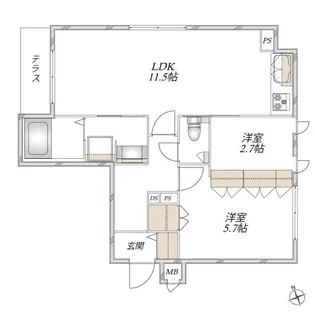 ヘーベルメゾン三鷹【1階】の間取り