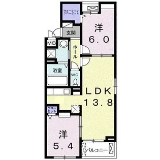 グランリヴェール呉服I【2階】の間取り