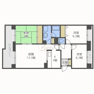 アークシティ星置弐番館【11階】の間取り