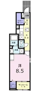 オラ長田町B【1階】の間取り
