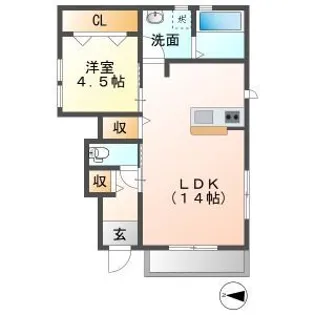 リーブルファイン中川原【1階】の間取り