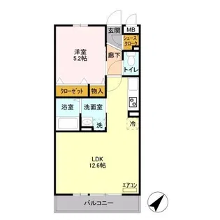 キャッソル嵯峨【1階】の間取り