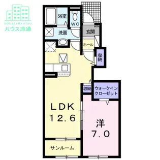ヒルズ1.愛シティB【1階】の間取り