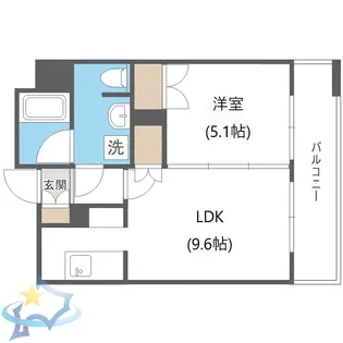 ラフィネタワー札幌南3条【6階】の間取り