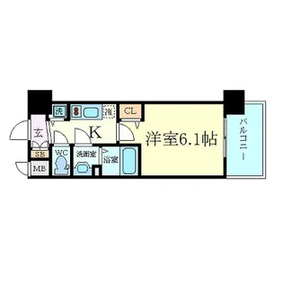 プレサンス南森町駅前【7階】の間取り