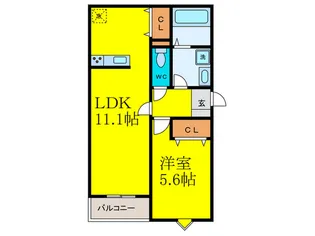 麦野パラシオ【1階】の間取り