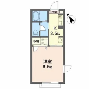 シャーメゾンN(1K)【1階】の間取り