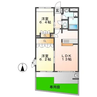 シティハイツエバンスI【1階】の間取り