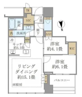 白金ザ・スカイ East【6階】の間取り