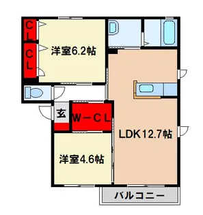 コルザ若草A【2階】の間取り
