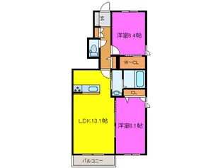 シュプリーム小松【1階】の間取り