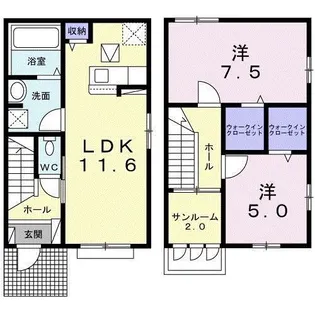 トライアングルコート【1階】の間取り
