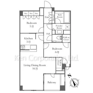 プレミスト赤坂檜町公園【5階】の間取り