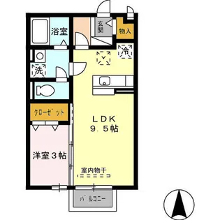 メゾンレーヴみのり A棟【1階】の間取り