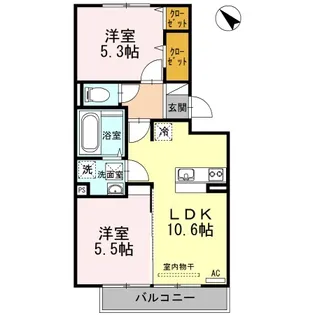 サンガーデン赤妻 A棟【1階】の間取り