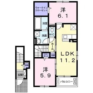 セレッソ・ラ・アズールモンテII【2階】の間取り