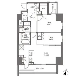 HAMACHO APARTMENTS【14階】の間取り