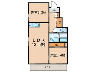 メゾン・ヴェール【1階】の間取り