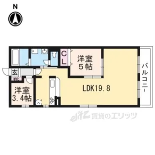 カローレ御所南【3階】の間取り